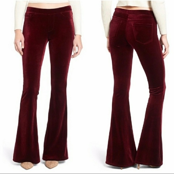 Blank NYC Pants - BLANK NYC Burgandy Velvet Flare Pants